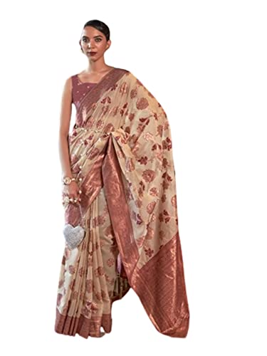 Sari traditionnel en organza multicolore pour femme | Tenue de fête semi-cousue modèle 8786