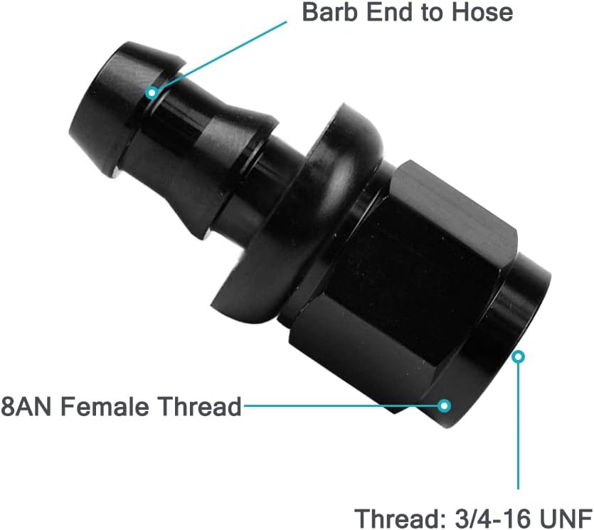 8AN Straight Push Lock Hose Fitting Female Swivel Push-on Adapter/Lock Hose Barb Fuel Oil Line Fitting End 1PCS