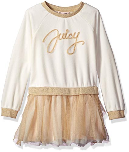 Juicy Couture Girls' Little Dress, Vanilla/Gold, 5