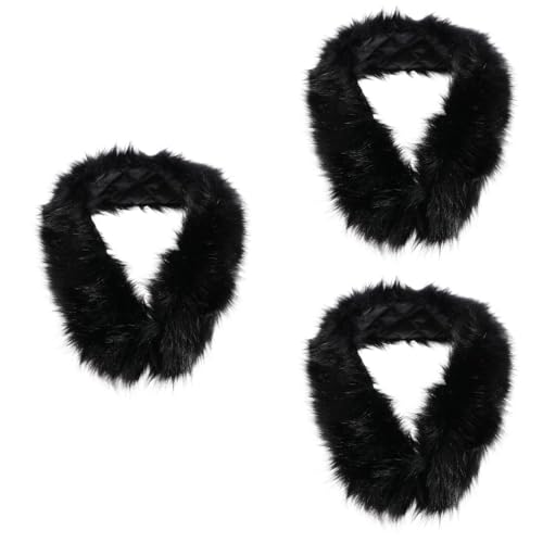 Écharpe fausse fourrure SOIMISS contre le froid hivernal châle noir chaud 3 pièces