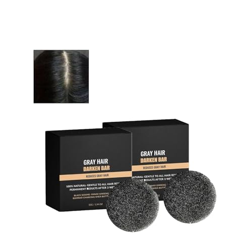 Jabón para revertir el cabello gris, jabón negro natural para la limpieza profunda del cabello para hombres y mujeres, cubre el cabello gris, hidrata las raíces del cabello (2 unidades)