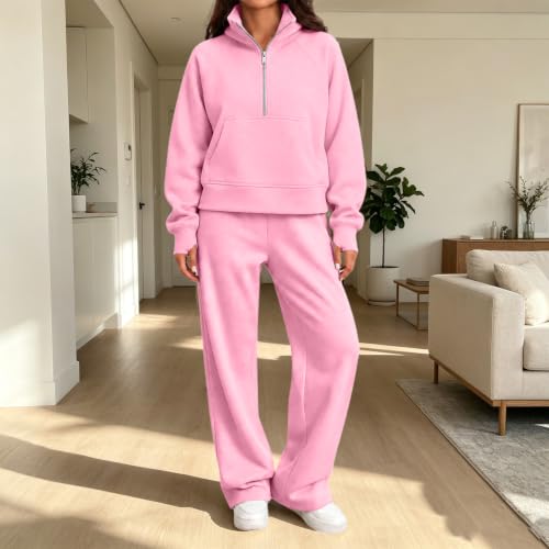 Women Track Suits 2 Piece Set Lightweight Fleece Palazoo Pullover - image 6