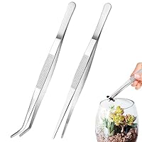 2 Stück Aquarium Pinzette Lang - Werkzeug Set Mit Gerader & Gebogener Pinzette 25 cm, Stumpfe Edelstahl Futterzange für Reinigung/Kochen - Aquascaping Set