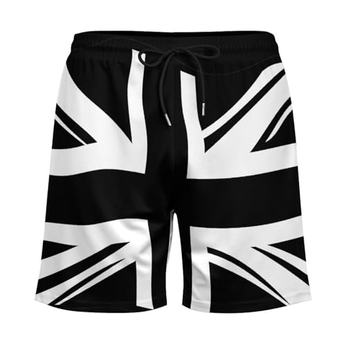 Vintage Black Union Jack British Flag Mens Swim Trunks with Compression Liner Quick Dry Board Shorts Bathing Suit4