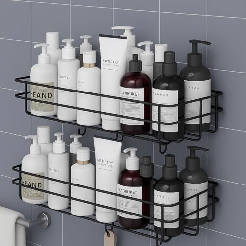 Image of BENAVJI Drill Free Corner Shelf for Bathroom Wall Bathroom Organizer Without Drill Kitchen Rack Pack of 2