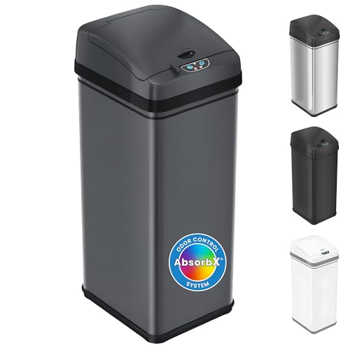 Image of iTouchless 13 Gal Sensor Kitchen Trash Can with Lid | Pet Lock Odor Filter
