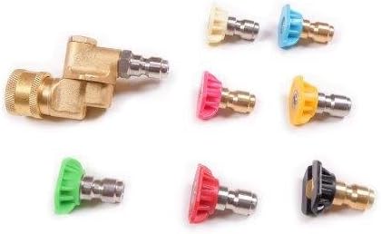 Pressure Washer Accessories Kit, 7 Power Washer Quick Disconnect Spray Nozzle Tips, Quick Connecting Pivot Adapter Coupler, Soap and Rinse Jet Stream Tips, 1/4”, 2.5 GPM, 4000 PSI, 9-Pack - Free Bag