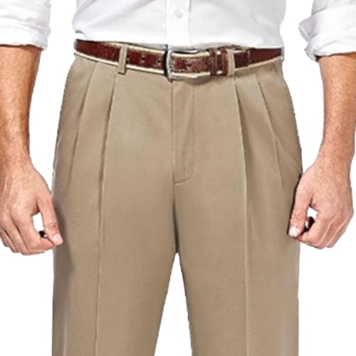 Men's Classic Fit Cotton Pleated Stretch Pants (Regular and Big & Tall) Casual Pants 2025 Summer Trendy Trousers3