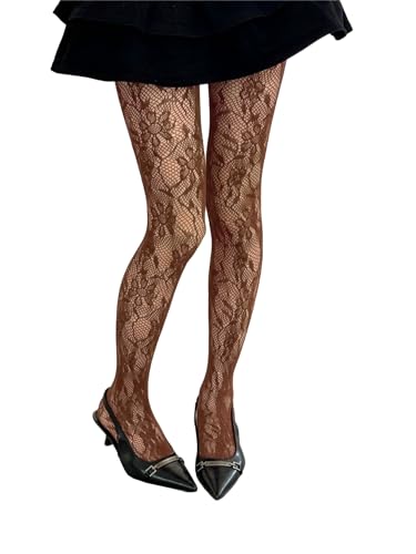Image of Milumia Women's Floral Lace Tights Y2k Patterned Fishnet Pantyhose Sexy Stockings