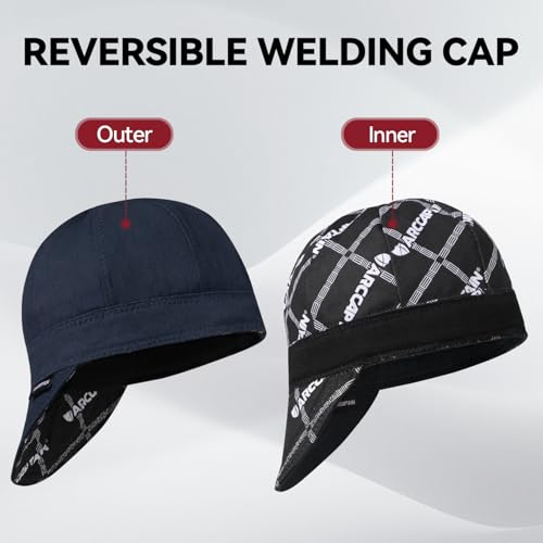 Image of ARCCAPTAIN Reversible Welding Cap, 8-Panel FR Welders Cap, Deep Blue, 6 7 /8