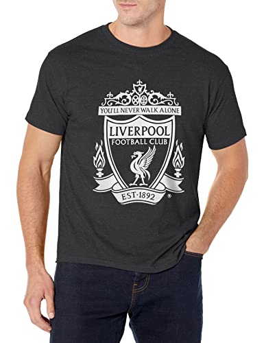 Fifth Sun Young Men’s Official Liverpool FC Mono Color Logo Men's Tee Shirt, Gray//as Heather, Large