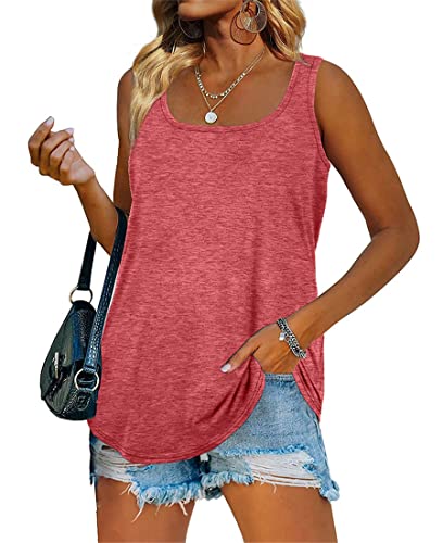 Zesoyne Damen-Tanktop, Cami, Weste, V-Ausschnitt, lässig, fließend, Sommer, ärmellos, U-Pink, M Cover
