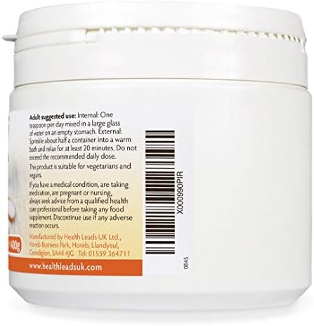 Pure, Food Grade Epsom Salts, Magnesium Sulphate, Vegan, Non-GMO, Widely Used to Help Relax Aching and Tired Muscles After Sports and Exercise, Resealable Container, Easy to Use (400g)