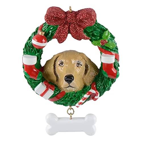 Yellow Labrador Retriever Wreath Personalized Dog Ornament #TOP16