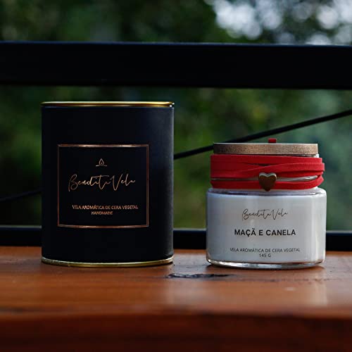 Vela perfumada de cera vegetal Maçã e Canela Bendita Vela