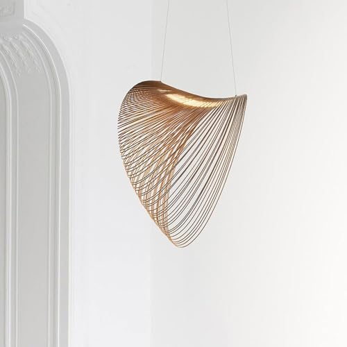 Pendant Light,Wood LED Ring Hanging Lamp Chandelier, Modern Ceiling Suspended Lamps Irregular Wooden Lights for Bedroom Dining Room Bar Shop Cafe(40*60cm) [4]