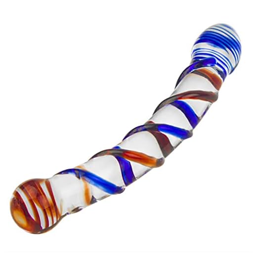 Barra de masaje de vidrio transparente rojo y azul, 20 cm de largo, 3 cm a 3,4 cm de diámetro