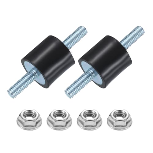 uxcell 2Pcs M6 x 18mm Rubber Mounts, 20 x 20mm Cylindrical Anti Vibration Isolator Studs Shock Absorber Double Studs with Nuts for Car Bobbin Generator Air Compressors