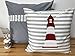 Maritime Kissenhülle, Kissenbezug, Landhausstil Kissen * Leuchtturm * grau/weiß/rot