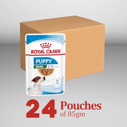 Image of Royal Canin Mini Puppy, Wet Gravy Food Pouch, Pack of 24 Pieces, Supports Teeth Texture, Immunity System & Brain Development