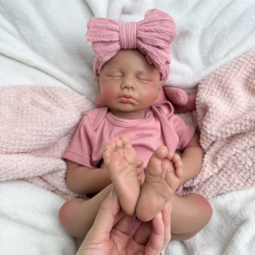 Muñeca Reborn de Silicona 20 Pulgadas Negra Realista miniatura 3