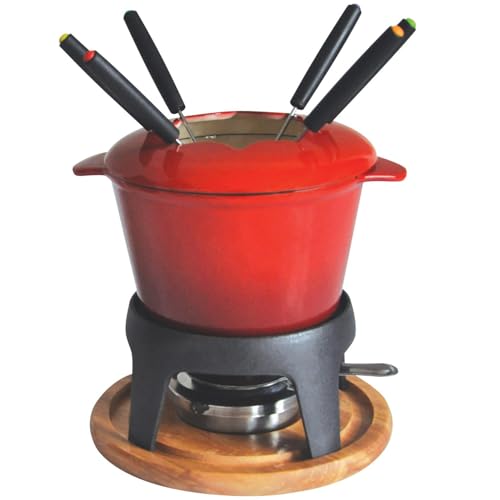 Baumalu, Service à Fondue en Fonte Émaillée Rouge...