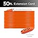 UltraPro 50 Ft Indoor Extension Cord 3 Outlet Power Strip Short Extension Cord with Multiple Outlets Grounded Heavy Duty 16 Gauge ETL Listed Orange 51926