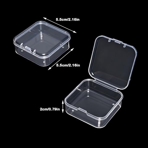 Image of 6 Pcs Mini Plastic Storage Containers Box with Lids, Clear Rectangle Organizer, Small Plastic Case for Collecting Small Items, Beads, Crafts Accessories, Screws (2.16 x 2.16 x 0.79 Inch)