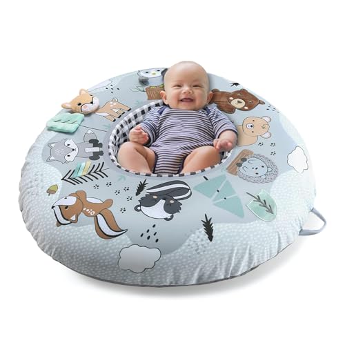 The Peanutshell Baby Boy or Girl Play Ring - Inflatable Seat, Sitting Support Chair, Unisex Activity Seats for Sitting Up, Play Ring for Babies 0-6 Months - Woodland