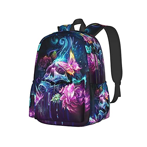 Sac à dos ordinateur portable 17 pouces crâne abstrait pour le lycée et les loisirs