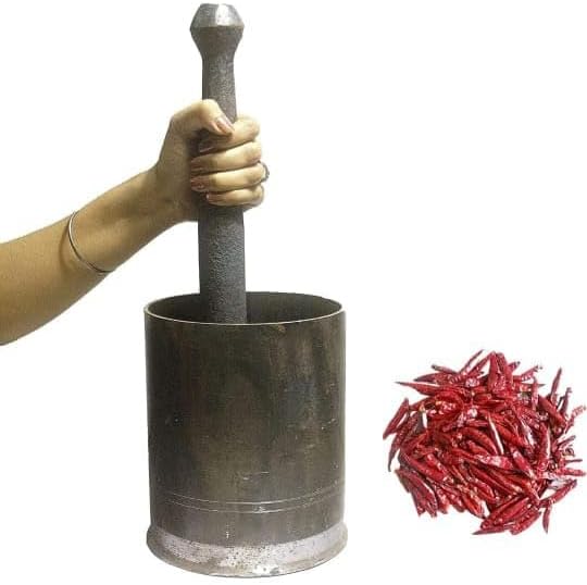 MS Enterprises Imam Dasta Mortar Pestle/Great for crushing, grinding and mixing herbs, dry fruit,spices, use home resturent and hotels khallad,5inch musli 7inch-Set Large Size