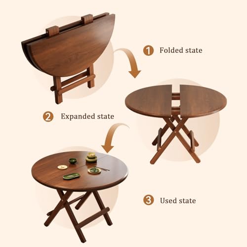 Table à manger extensible ronde et table pliable marron de salle à manger gain de place