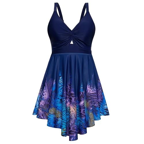 Arolina Plus Size Bathing Suit for Women Swim Dress Tummy Control Swimsuits Two Piece Flowy Tankini with Shorts 12 Plus Flower11