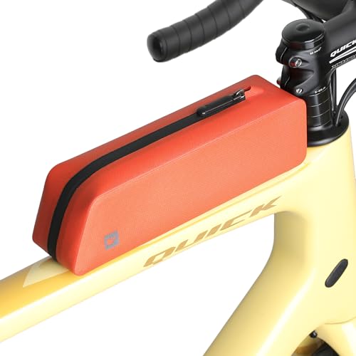 Rhinowalk Bike Frame Bag TPU Waterproof Aero Saddle Bag with Straps and Screws, Hard Shell Bicycle Storage Pack for Road and Racing Bikes-Orange