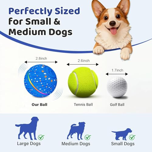 Hundespielzeug Intelligenz, Hundeball Interaktives Hundespielzeug, Intelligentes Wicked Ball Dog Ball mit 3 Spielmodi, RGB LED Lichtern, Interaktiver Spielball für Hunde Kleine, Mittlere, Große