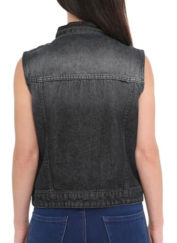 Juicy Trendz Women’s Cropped Denim Vest – Sleeveless Distressed Jean Jacket with Flap Pockets, Button Waistcoat for Summer3