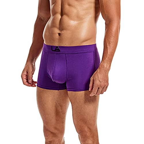 Boxer Shorts Herren Männer Unterhosen Sport Boxershorts Baumwolle Men Retroshorts Trunks Weich Atmungsaktiv Herrenunterwäsche Herrenunterhose Lila M
