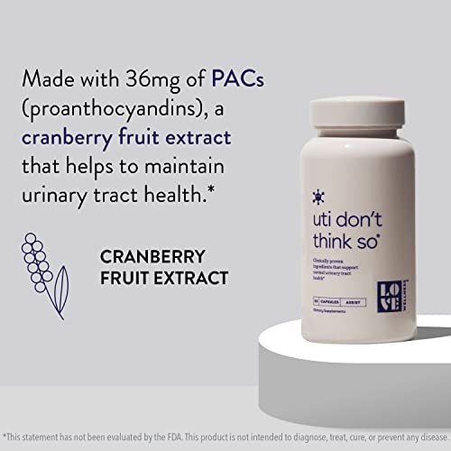 Image of Love Wellness UTI Don't Think So, 30 Capsules, 36mg of Potent PACs - Cleanse, Protect & Maintain Normal Urinary Tract Health - Cranberry Extract Supplement - Vegan, Dairy-Free & Gluten-Free