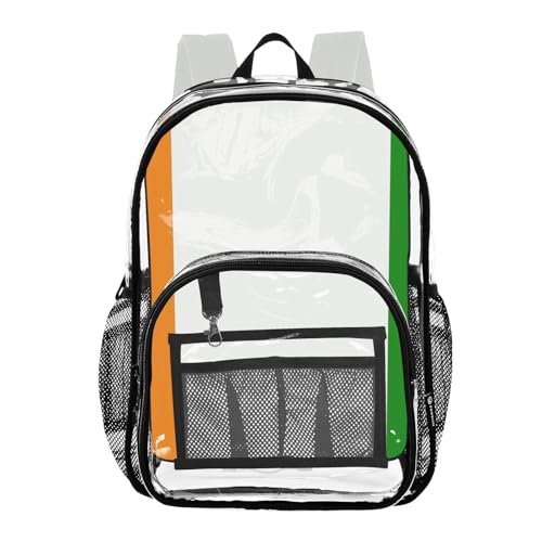 Ivory Coast Flag Women Clear Backpack Cute Boys Backpacks for Girls Approved See through Bag