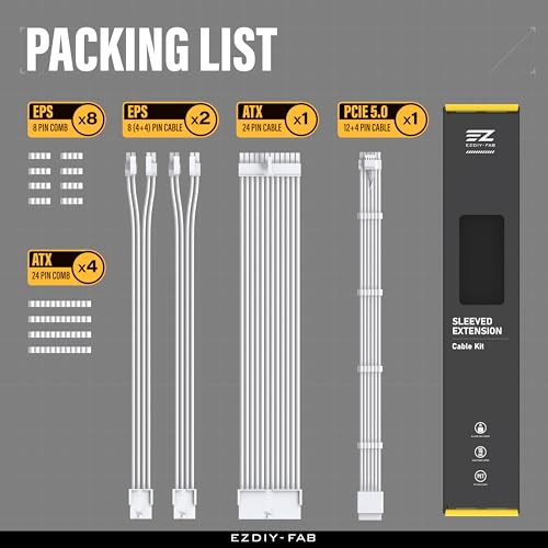 EZDIY-FAB 12VHPWR PSU Cable Extension Kit,16AWG PCIE 5.0 Power