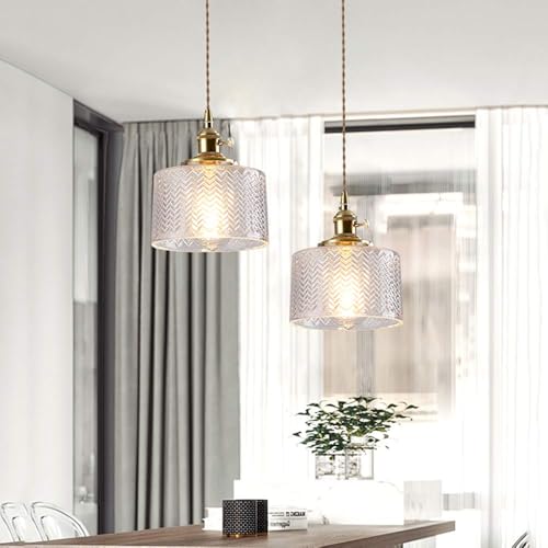 Lámpara Colgante de techo para iluminar la cocina con elegancia rústica y cristal 5