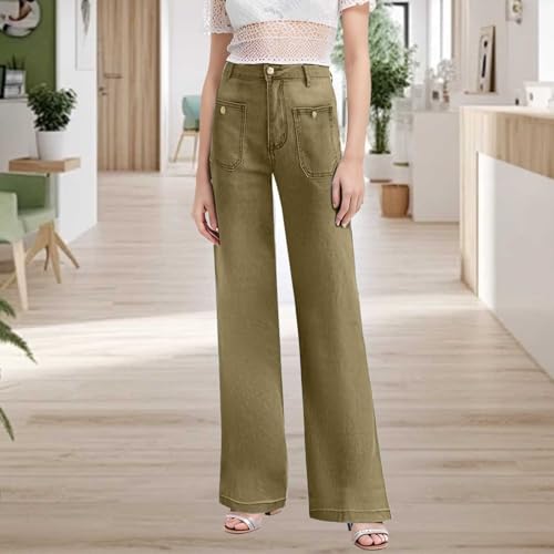 uhnmki Oprah's Favorite - Tummy Control Sailor Wide Leg Trouser, Chiccurva Jeans, Wide Leg Cropped Denim Pants3