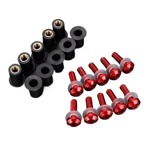 ナットおよびボルトセット Compatible With For ZX6R For ZX-6R For ZX7R 10 部分の M5 風防ガラスのボルト オートバイの洗濯機のナットねじ組合せ