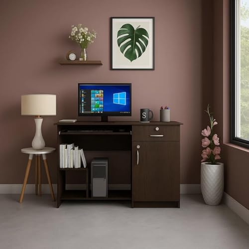 Image of Classy Study & Home Office Computer Desk | Engineered Wood | Straight Design | Dark Wenge Finish | Durable & Easy Knock-Down Assembly