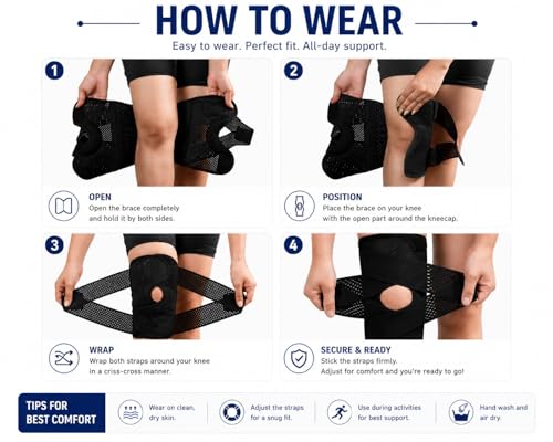 Image of Wonder Care Adjustable Wrap Knee Support Brace, Air Mesh Fabric Knee Brace Cap for Pain Relief, Sports, Arthritis, Running Protection for Men & Women (1, S)
