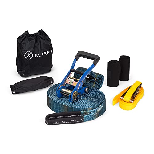 Klarfit Slackline, Slackline, Slackline-Set mit Übungsline, Ratsche,...