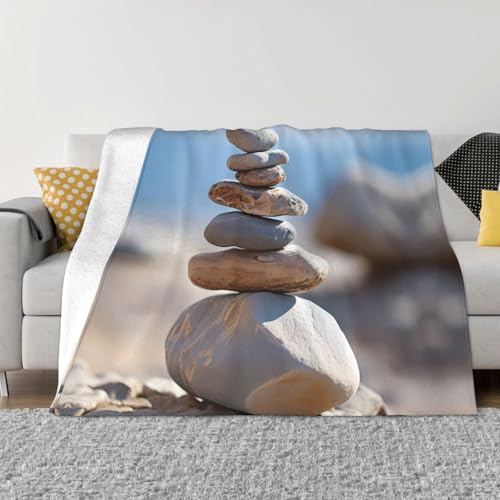 POEZJZW Flanelldecke mit Felsmuster, 101,6 x 76,2 cm, Decke für superweiches Plüsch, für Sofa, Bett, Couch, Camping und Reisen