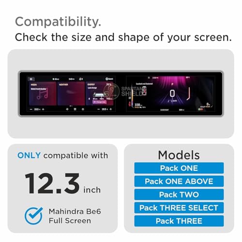 Image of Spartan Shield [MATTE] Screen Guard For MAHINDRA BE6 2026 [2025 - Running] || [12.3 Inch Infotainment & 12.3 Inch Instrument Cluster] Full Touchscreen Protector || **ANTI GLARE** || Water Repellant || Anti Fingerprint || Scratch Resistant || BE 6 Car Display Accessory 2025 [Not Tempered Glass]