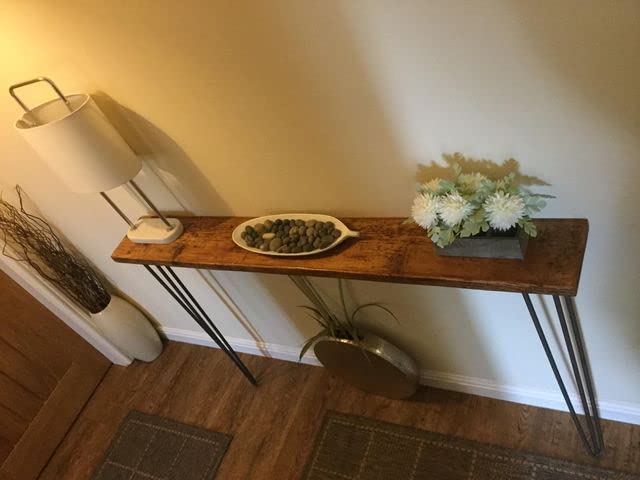 Urban Reclamation Buttermere Rustic Console Table with Hairpin Legs | Reclaimed Scaffold Board Hallway Table | Handmade Radiator Cover Made from Solid Wood (Tudor Oak, 100cm)