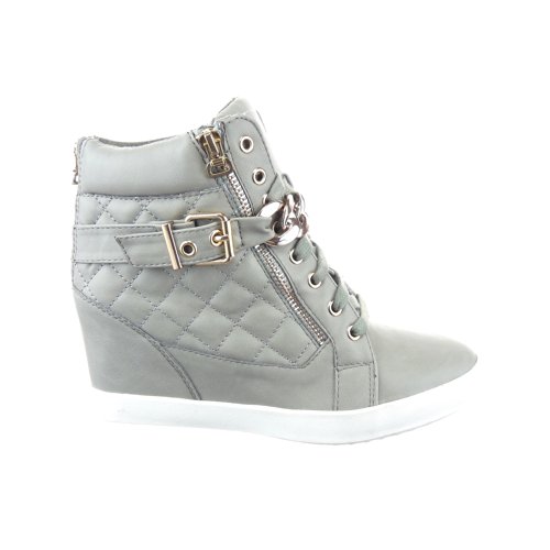 Sopily - Scarpe da Moda Sneaker Zeppa alla